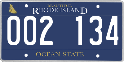 RI license plate 002134
