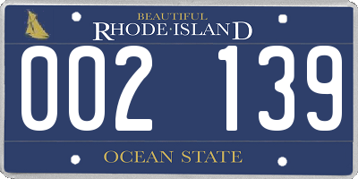 RI license plate 002139