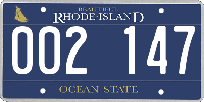 RI license plate 002147