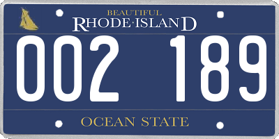 RI license plate 002189