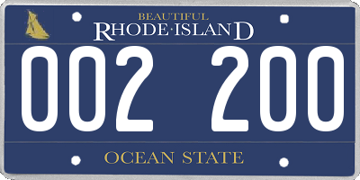 RI license plate 002200