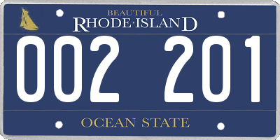 RI license plate 002201