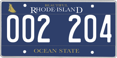 RI license plate 002204