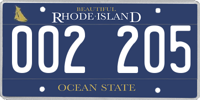 RI license plate 002205