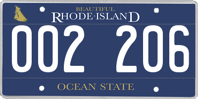 RI license plate 002206