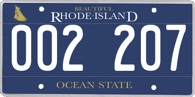 RI license plate 002207