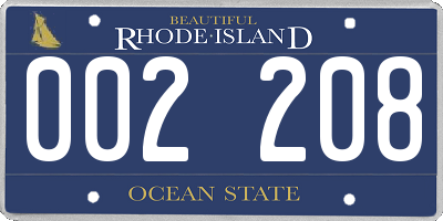 RI license plate 002208