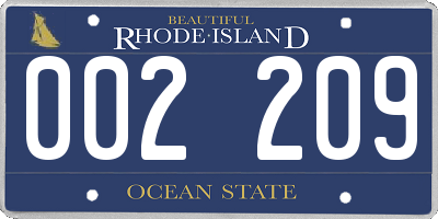 RI license plate 002209