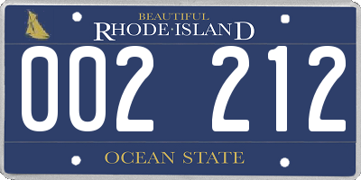 RI license plate 002212