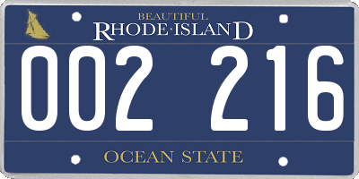 RI license plate 002216