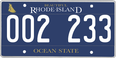 RI license plate 002233