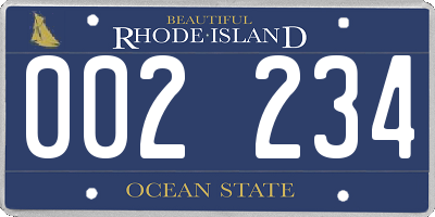 RI license plate 002234