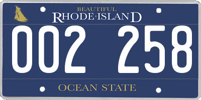 RI license plate 002258