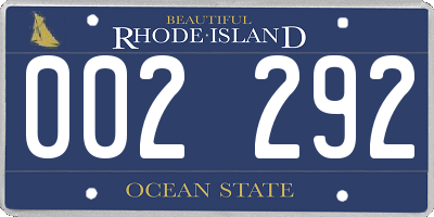 RI license plate 002292