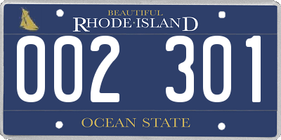 RI license plate 002301