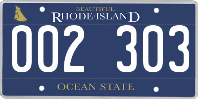 RI license plate 002303