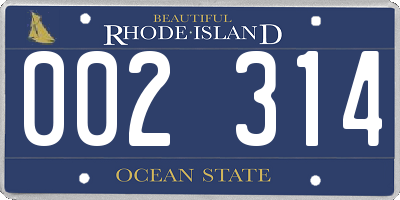 RI license plate 002314