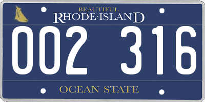 RI license plate 002316