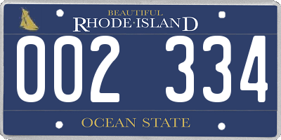 RI license plate 002334