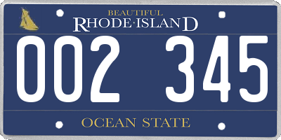 RI license plate 002345