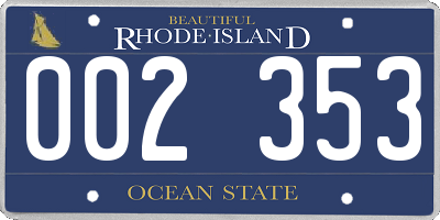 RI license plate 002353