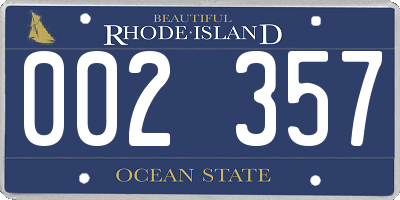 RI license plate 002357