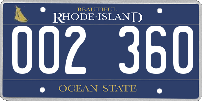 RI license plate 002360