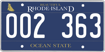 RI license plate 002363