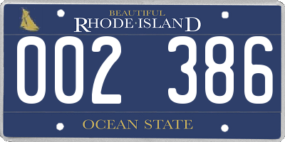 RI license plate 002386