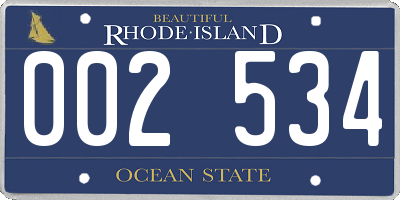 RI license plate 002534