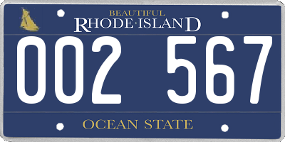 RI license plate 002567