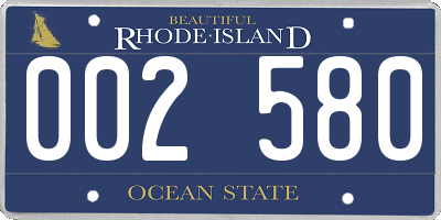 RI license plate 002580