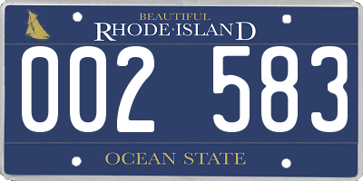 RI license plate 002583