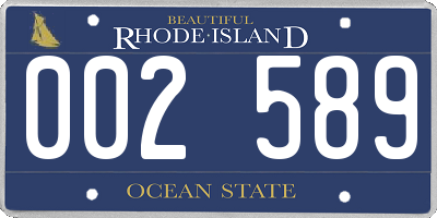 RI license plate 002589