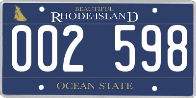 RI license plate 002598