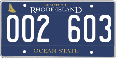 RI license plate 002603