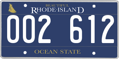 RI license plate 002612