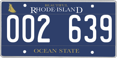 RI license plate 002639