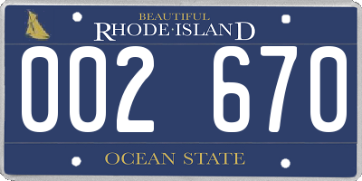 RI license plate 002670