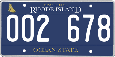 RI license plate 002678