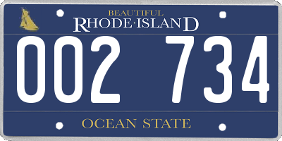 RI license plate 002734