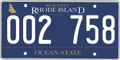 RI license plate 002758