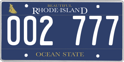RI license plate 002777