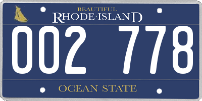 RI license plate 002778