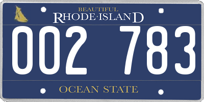 RI license plate 002783