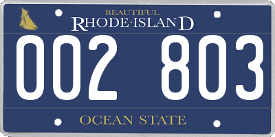 RI license plate 002803