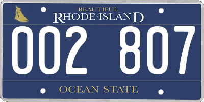 RI license plate 002807