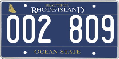 RI license plate 002809