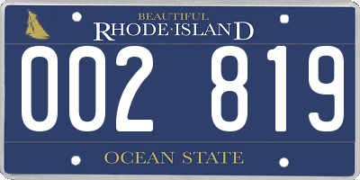 RI license plate 002819