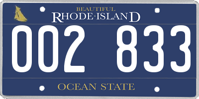 RI license plate 002833